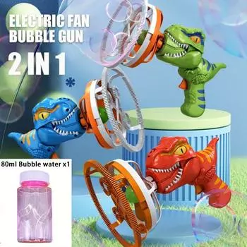 44 Hole Dinosaur Bubble Machine with Bubble Solution for Kids Bubble Maker Guns Toys Bubble Blaster Gift for Summer Outdoor зелёный