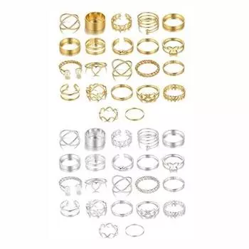 44 шт. Комбинированные кольца с золотым и серебряным покрытием для женщин и девушек, подарок на День святого Валентина для девушки