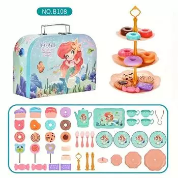 44 шт., набор для чаепития для кухни, ролевые игры, игрушки для чаепития с десертом, печеньем, пончиком, чайник, подарки принцессы, игрушки Tea Set