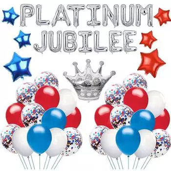 44 шт., платиновые юбилейные воздушные шары Queens, украшение для уличной вечеринки 2022 года 44Pcs