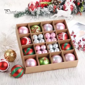 44 шт. Рождественские шары Многоцветные принты снежинок Блестящие многоразовые легкие праздничные елочные украшения Набор для домашней вечеринки Новогодний подарок Рождество