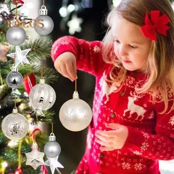 44 шт. Рождественские шары, украшения, небьющиеся, снежинка, олень, звезда, подвесное украшение на рождественскую елку, праздничный домашний декор для вечеринки