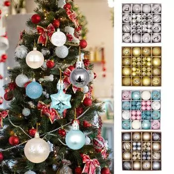 44 шт. Рождественские шары, украшения, небьющиеся, снежинка, олень, звезда, подвесное украшение на рождественскую елку, праздник