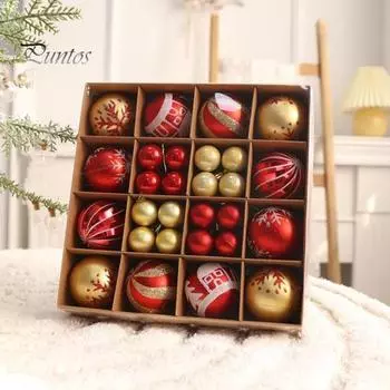 44 шт. Рождественские шары, украшения, подвесные шары для рождественской елки, небьющиеся шары, подвеска для праздничного украшения свадебной вечеринки G