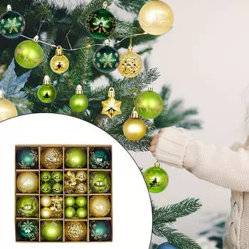 44 шт. Рождественские украшения, шары для украшения елки, набор с подвесками, сезонный декор Green Gold