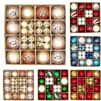 44Pcs Большие рождественские безделушки Рождественская елка Шары Декор Партия Свадебный орнамент