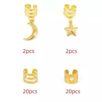 44pcs Stars Moon Hollow Out Hair Ring Hair Braiding Dread Locks Dreadlocks Beads Multi Style DIY Hair Braid Tubes Decor