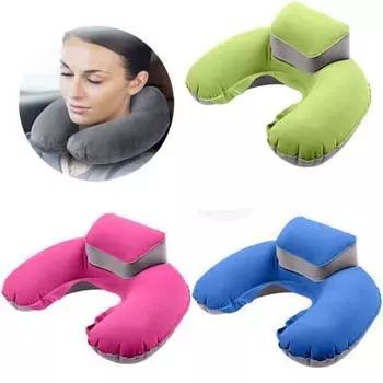44x29cm Мягкая U-образная надувная подушка для путешествий Подушка для сна и шеи розы красного