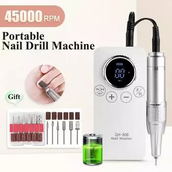 45000 об/мин Перезаряжаемая машинка для маникюра и педикюра, портативная пилка для ногтей