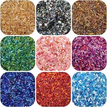 450 г японский бисер Miyuki смешанные круглые стеклянные бусины Delica смешанные цвета и размеры стеклянная трубка для аксессуаров одежды 450g бежевый