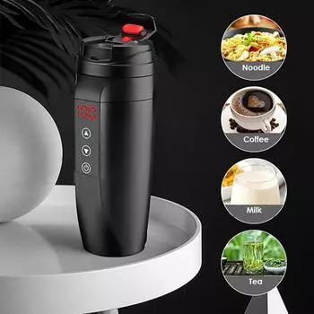 450 мл 12 В автомобильная кофеварка портативный горшок кружка с подогревом чашка дорожный чайник из нержавеющей стали чёрный