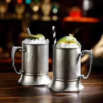 450 мл/550 мл Двойная стенка пивная кружка из нержавеющей стали бутылка для воды семейная танцевальная вечеринка сока портативная дорожная ручка кружка для кофе и молока 450ML