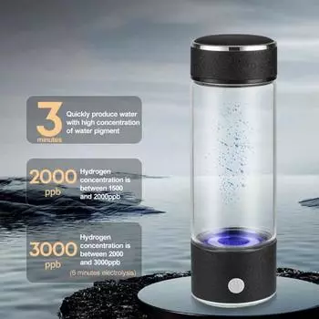 450 мл чашка для воды, прозрачная USB-аккумуляторная батарея для быстрого электролиза, богатая водородом водородная бутылка для воды, ионизатор воды, водородная бутылка для воды 1 чёрный