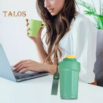 450 мл кофейная кружка с ремешком на запястье, герметичная, из нержавеющей стали, с двойными стенками, вакуумная кружка для кофе, стакан для кофе, бутылка для горячих и холодных напитков 450ML чёрный