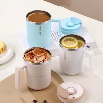 450 мл кружка из нержавеющей стали двухслойная гладильная термос чашка для дома, офиса, общежития с крышкой кофейная чашка чайные чашки портативная 450ml зелёный