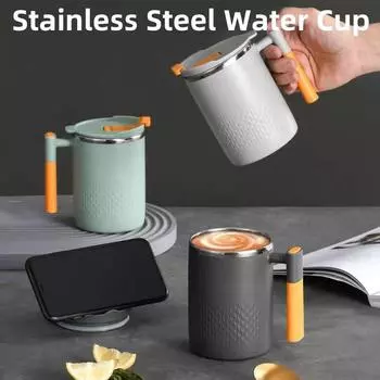 450 мл нержавеющая сталь кружка для воды кофейная кружка двухслойная высокая емкость простой стиль изоляция ручка кружка офис для домашнего хозяйства 450ml
