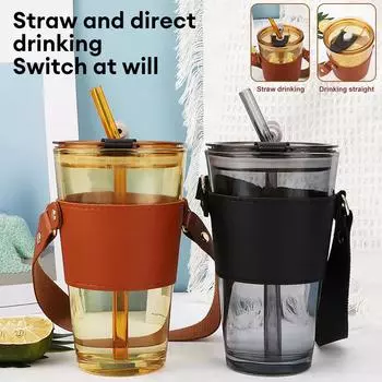 450 мл портативная чашка для воды с крышкой и трубочкой прозрачная чашка для чая стакан для сока кружка для пива молока кофе посуда для домашнего офиса чёрный