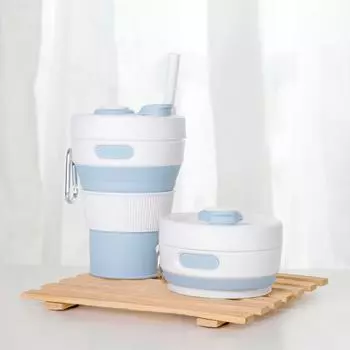450 мл Силиконовая складная трубочка-чашка Экономящая пространство термостойкая выдвижная чашка с пряжкой герметичная складная чашка