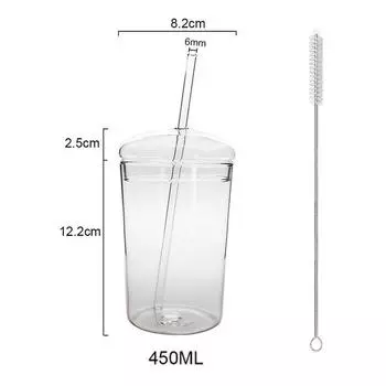 450 мл стеклянная кружка с крышкой и трубочкой прозрачная чашка для чая кофе стаканы для сока пивная банка молочные чашки мокко кружка для завтрака посуда для напитков 450ml