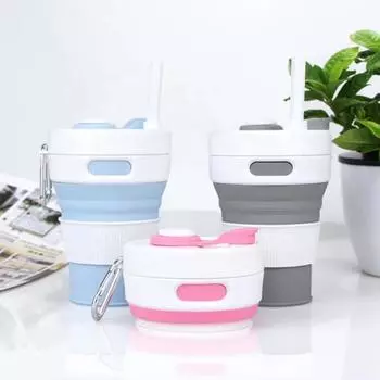 450 мл выдвижная чашка термостойкая складная чашка для использования на открытом воздухе розовый/белый