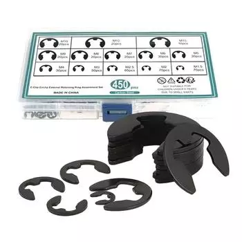 450 шт./компл. прочные нейлоновые стопорные кольца с коробкой для хранения, внутренние и внешние защелки, набор стопорных колец для надежного крепления