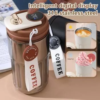 450ml Smart Thermos Bottle LED Temperature Display Coffee Cup Stainless Steel Leakproof Mug Portable Vacuum Thermo Cup 450ML