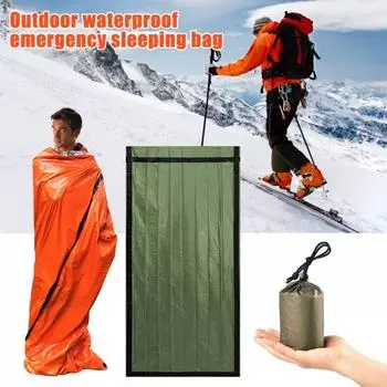 45293 Наборы спальный мешок для экстренной помощи со свистком для выживания портативное термоодеяло легкое водонепроницаемое для использования на открытом воздухе 1pc оранжевый
