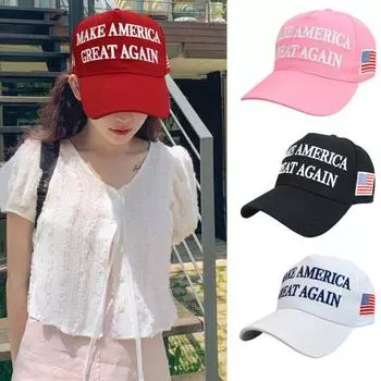 45293 шт. бейсболка Trump с вышитыми буквами и длинными полями MAGA 2024 1pc черный серый