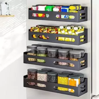 45293 шт. магнитная полка для хранения специй для двери холодильника, сильный магнит без сверления, противоскользящая, большая несущая способность, кухонная микроволновая печь S