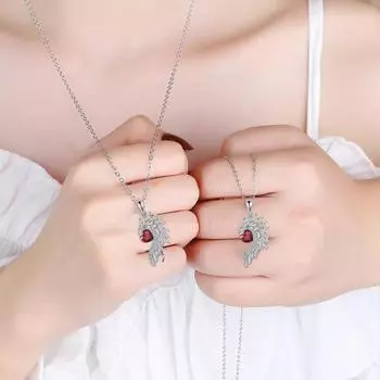 45293 шт. ожерелья для пар в форме крыльев, декор со стразами, символизация любви, демон-ангел серебряный