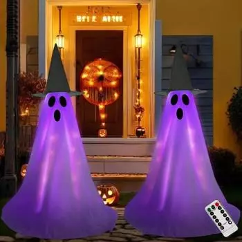 45293 шт. украшение для привидения на Хэллоуин, светящееся стоящее привидение с ведьминой шляпой 1pc красный