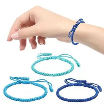 45325 шт. Синие браслеты дружбы, ручная работа, плетеная веревка, регулируемый плетеный браслет, символические цвета темно-синий