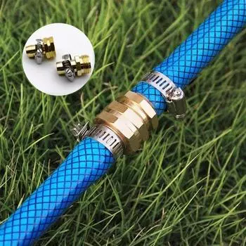 45355 5/8-дюймовый разъем для садового шланга с зажимами, сверхмощный алюминиевый сплав, мужской и женский, универсальный, для растений, цветов золотистый