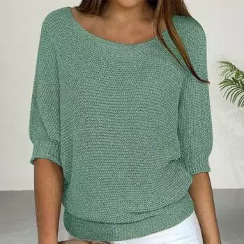 45355 Сплошная цветная футболка с рукавами, свободная вязаная блузка, эластичные дышащие топы, уличная одежда L темно-коричневого