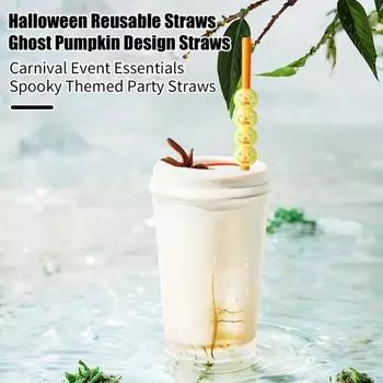 45432 шт Хэллоуин Соломинка Тыква Призрак Декор Пластиковые многоразовые соломинки для вечеринок Хэллоуин