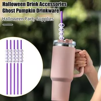 45432 шт., соломинка для Хэллоуина, тыква, призрак, декор, пластиковые многоразовые соломинки для вечеринок, украшения для вечеринки в честь Хэллоуина, детская вечеринка