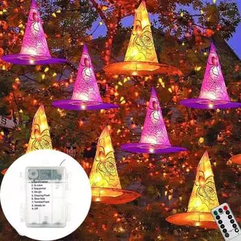 45451 шт. Хэллоуин шляпа ведьмы водонепроницаемая светящаяся шляпа ведьмы с дистанционным управлением 6pcs