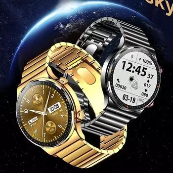 454*454 HD 1,39-дюймовый дисплей Смарт-часы Здоровье Мужчины Bluetooth Звонок IP68 Водонепроницаемый Музыкальный Плеер Ссылка Bluetooth Смарт-часы Мужчины золотой