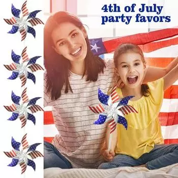 45577 Упаковка: Ветряная мельница в честь Дня независимости. Светоотражающие вертушки. Американский флаг на палочке. Ветряная вертушка с колышком для патриотического украшения мемориала. D