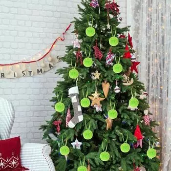 45642 шт. пушистые рождественские шары украшения плюшевые искусственный мех эльфийские шары помпоны для рождественской елки 16pcs зелёный