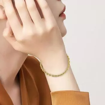 45659 шт. Браслет двухслойный витой запутанный цепочка однотонный полированный сплав простой золотистый