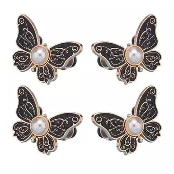 45695 пар металлических пуговиц для застежки на талии в форме бабочек с искусственным жемчугом, регулируемые многоразовые зажимы для брюк чёрный
