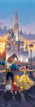 456 Piece Jigsaw Puzzle Beauty and the Beast Sunset Waltz Tight Series [Stained Art] (18.5x55.5cm)