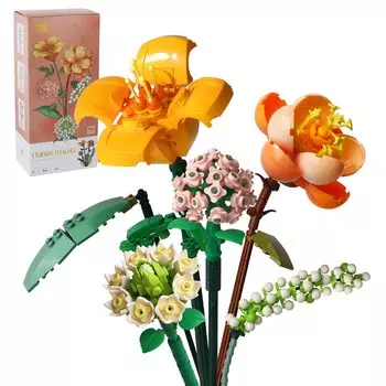 456 шт. Мини-кирпичи, букет цветов, строительные наборы, сделай сам, украшение для дома, ботаническая коллекция для девочек в возрасте 8-12 лет для подарков