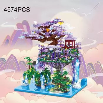 4574 шт., Guanghan Fairy Pavilion, строительные блоки, китайский древний стиль, серия, сборные кирпичи, игрушки, орнамент, модель, подарки для детей nobox разноцветный