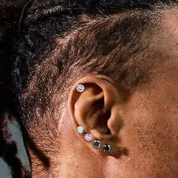 45785 пар сережек-гвоздиков унисекс из нержавеющей стали с кубическим цирконием для взрослых B