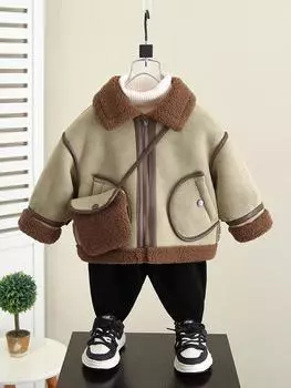 4592 Плюшевое меховое пальто для мальчиков - Новая коллекция Осень/Зима 2023 90cm