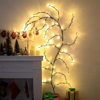 45/144 LED Vines Light Strings Halloween Christmas Garland Light Willow Vine Branch DIY Light for Room Wall Wedding Party Decor Warm light