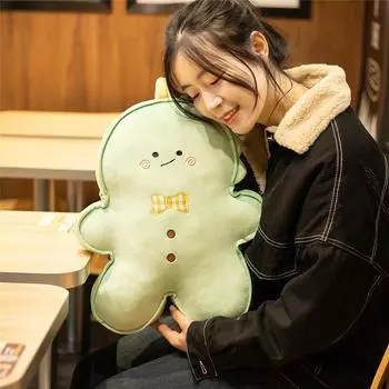 45*35 см кавайные пряничные человечки плюшевые игрушки милый кролик динозавр медведь кот печенье подушка мягкая набивная диванная подушка