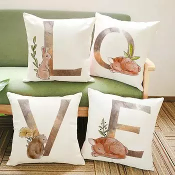45*45 см Английский алфавит ABC полиэстеровые наволочки милый мультфильм белка сова подушка наволочка украшение для детской комнаты 450mm*450mm